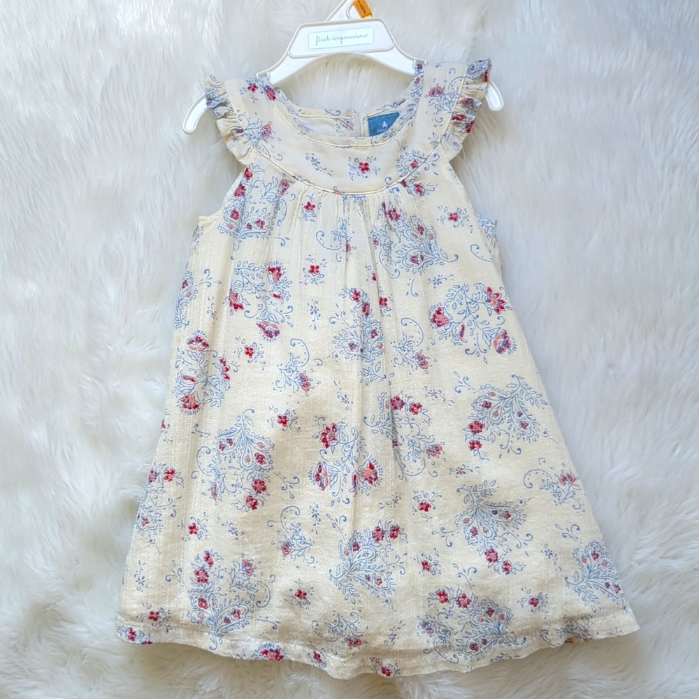 BABY GAP | Infant Red, White, & Blue Floral Sleeveless Fully Lined Dress